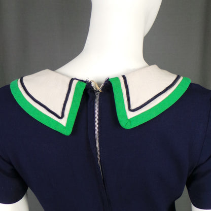1960s Navy Sailor Collar Mini Dress | Susan Petites | S