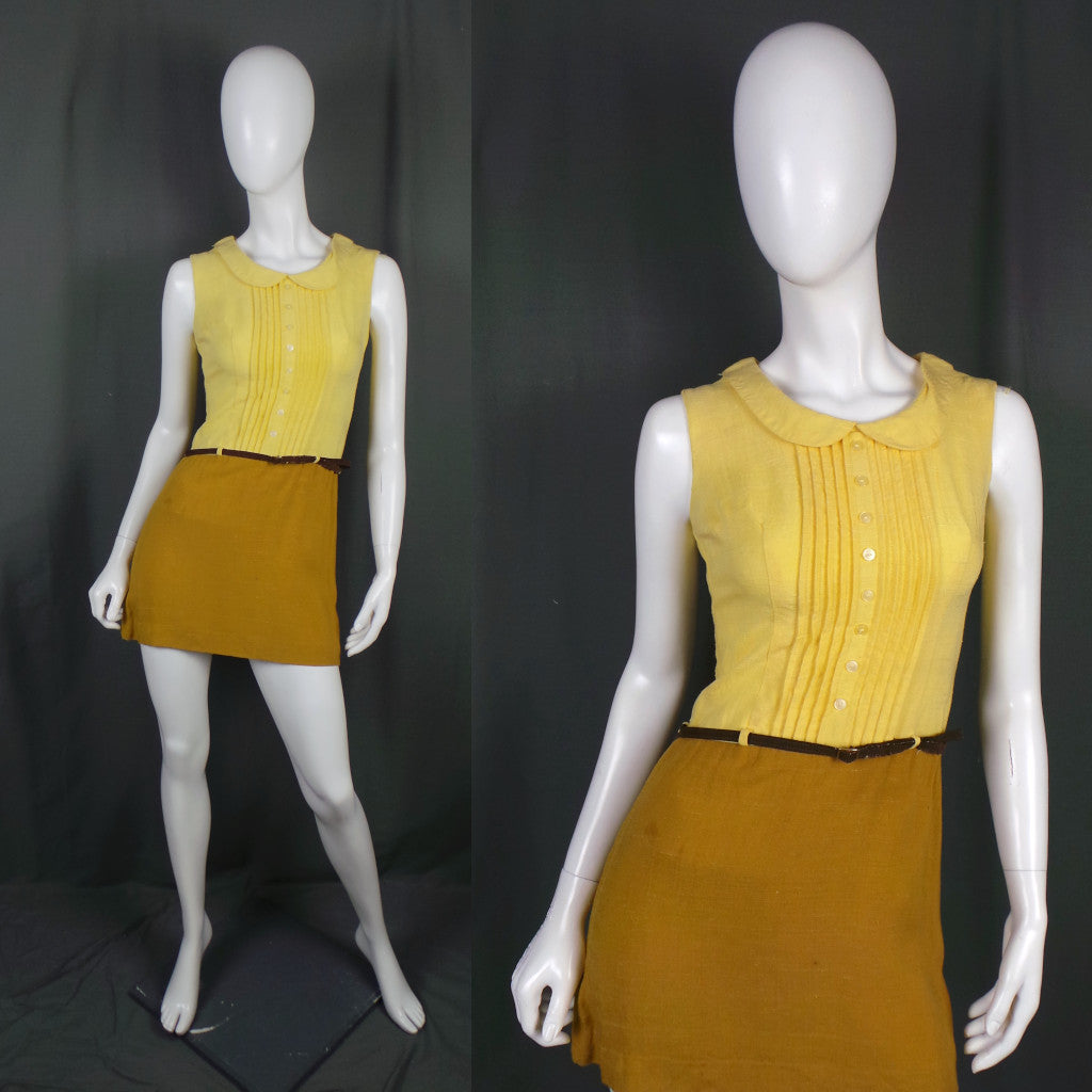 1960s Yellow and Mustard Vintage Mini Dress | Demi-Dress
