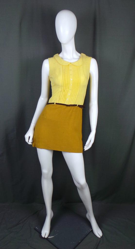 1960s Yellow and Mustard Vintage Mini Dress | Demi-Dress