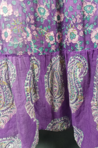 1970s Adini Indian Cotton Purple Kaftan Dress | M