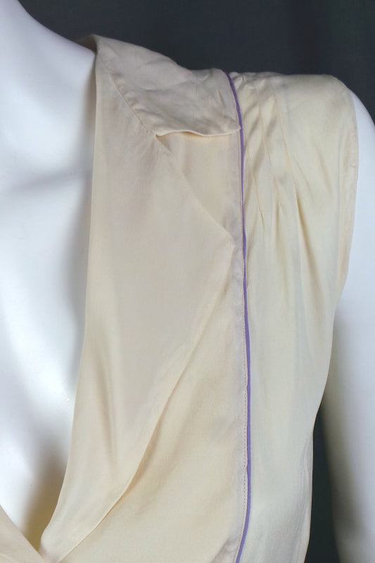 1930s Cream Silk Belted Tennis Dress | S