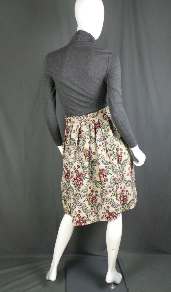 1950s Floral Tapestry Dirndl Skirt | Stromor | 2XS