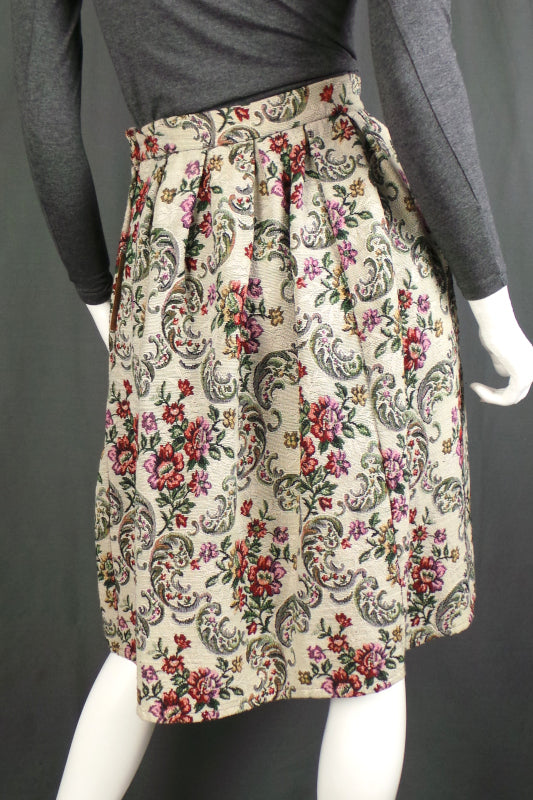 1950s Floral Tapestry Dirndl Skirt | Stromor | 2XS