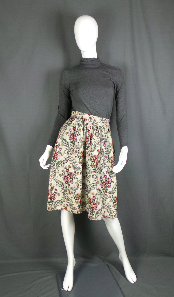 1950s Floral Tapestry Vintage Dirndl Skirt | Stromor