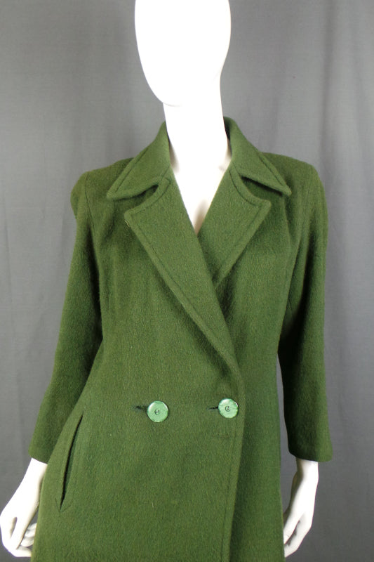 1940s Green Double Breasted Wool Coat | L