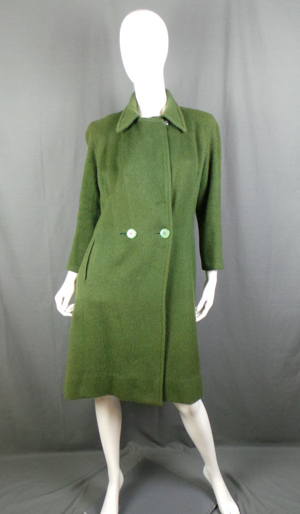 1940s Green Double Breasted Wool Coat | L