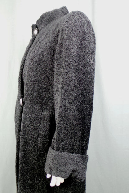 1940s Dominant Black Faux Fur Teddy Coat | XL