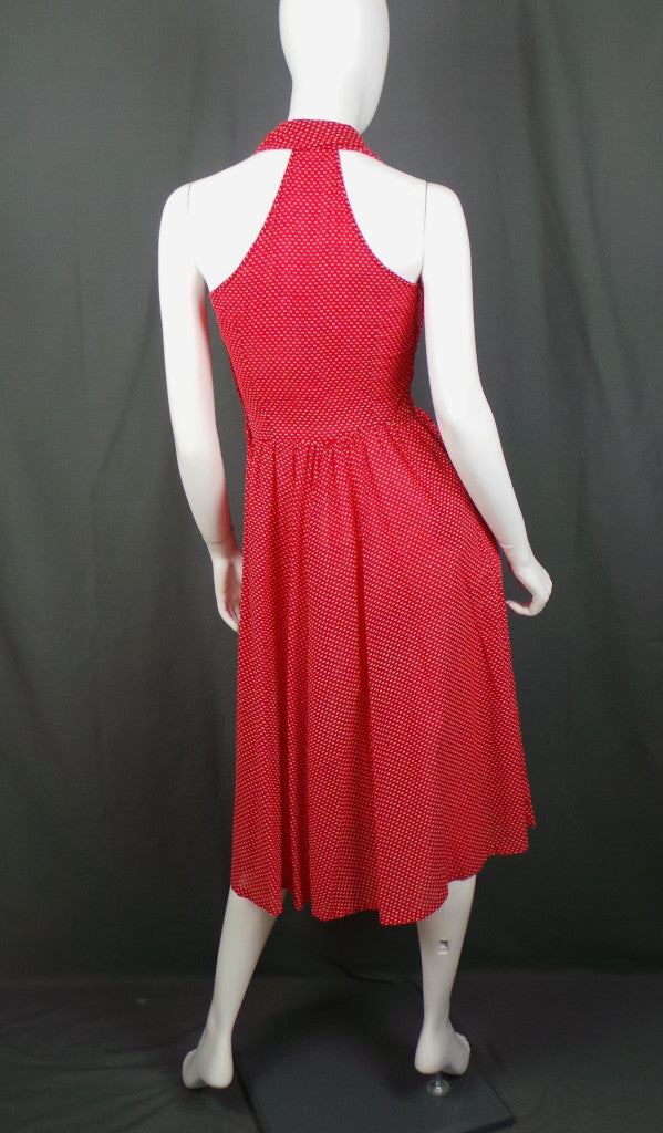1940s Red & White Polka Dot Vintage Halter Dress