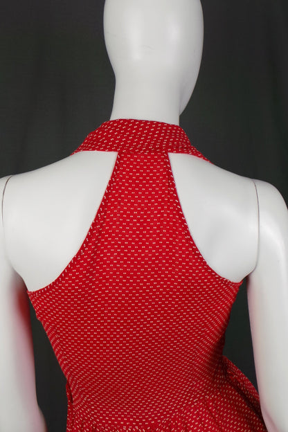 1940s Red & White Polka Dot Halter Dress | XS