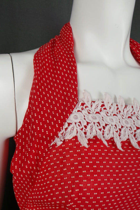 1940s Red & White Polka Dot Halter Dress | XS