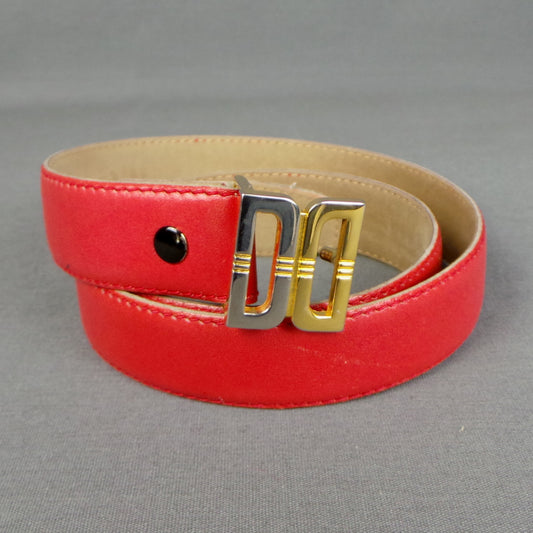1980s Red Leather Daks Monogram Waist Belt