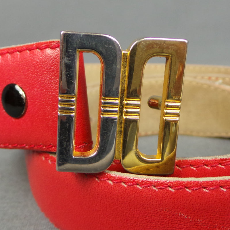 1980s Red Leather Daks Monogram Vintage Belt