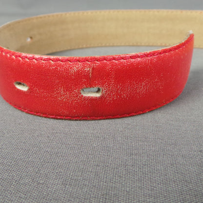 1980s Red Leather Daks Monogram Belt | XS