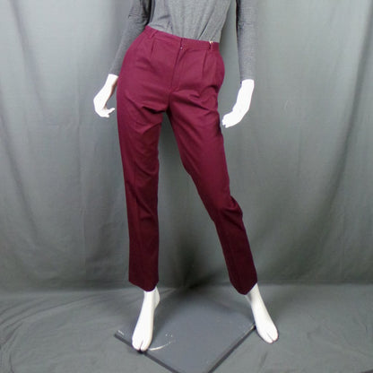 1970s Rich Claret Coloured Cotton Blend High Waist Trousers, 28in Waist