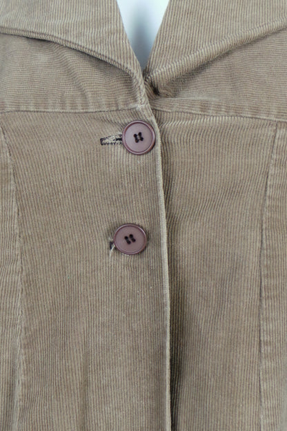 1970s Brown Cord Wide Collar Swing Jacket | Etam | 2XS