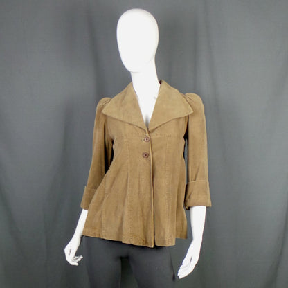 1970s Brown Cord Wide Collar Swing Vintage Jacket | Etam