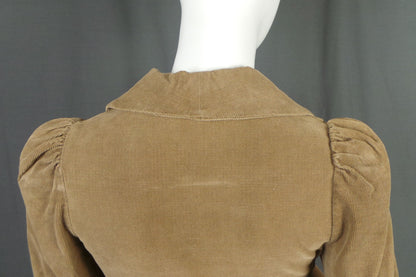 1970s Chocolate Brown Cord Wide Collar Swing Jacket, by Etam, 33in Bust