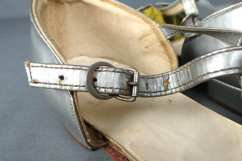 1950s Silver T-Bar Flat Dance Sandals | Dolcis | UK 5