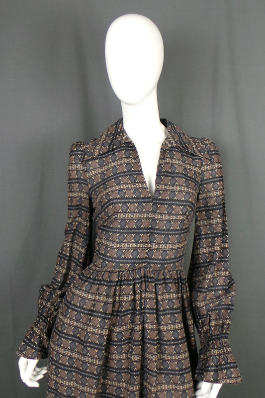 1970s Wide Collar Striped Midi Dress | Wallis | XS
