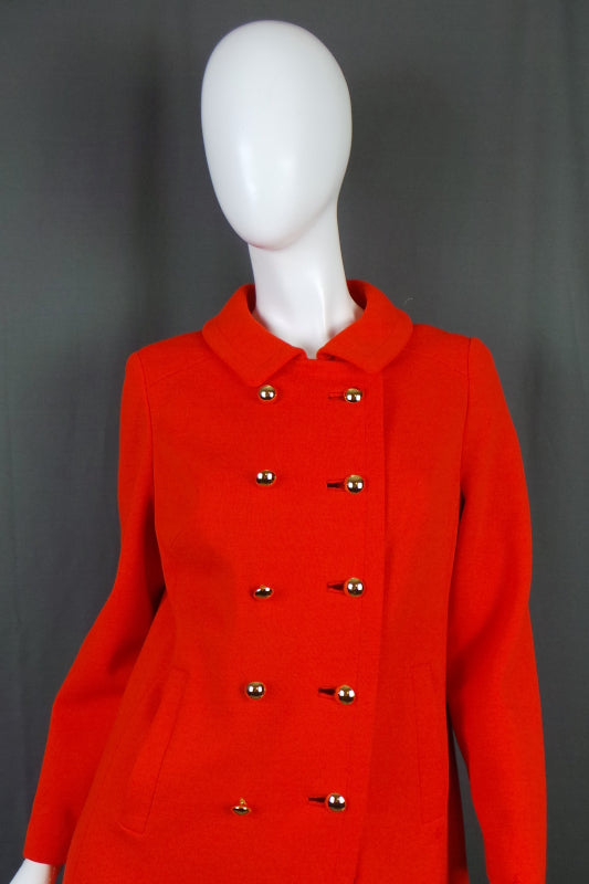 1960s Bright Orange Embroidered Mod Coat | Richard Shops | XL