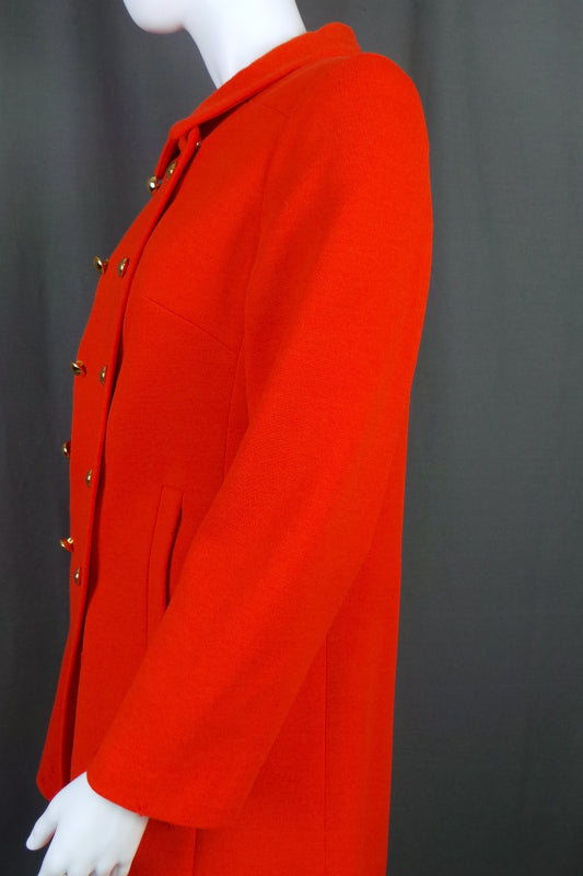 1960s Bright Orange Embroidered Mod Coat | Richard Shops | XL