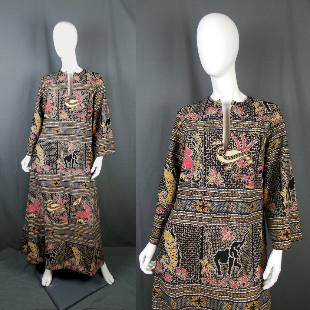 1970s Black African Animal Wax Print Vintage Dress | St Michael