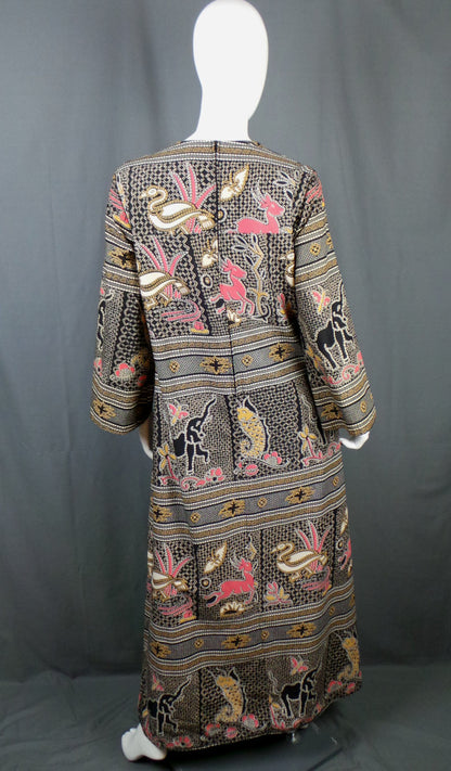 1970s Black African Animal Wax Print Dress | St Michael | XL