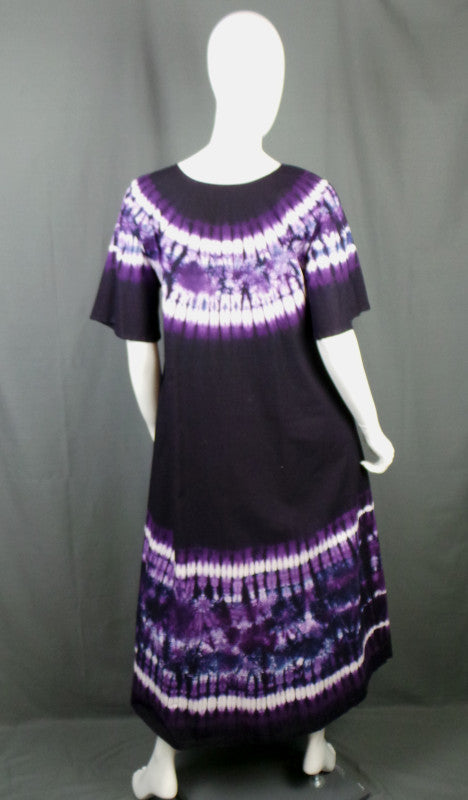 1960s Purple Orange Tie Dye Kaftans & Cape | M