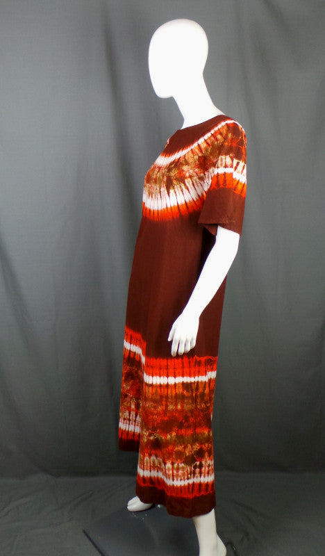 1960s Purple Orange Tie Dye Kaftans & Cape | M