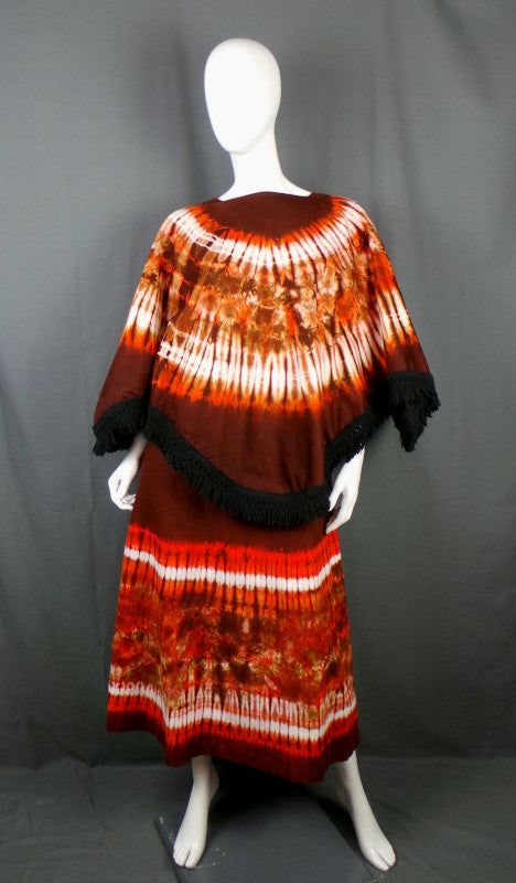 1960s Purple Orange Tie Dye Vintage Kaftans & Cape