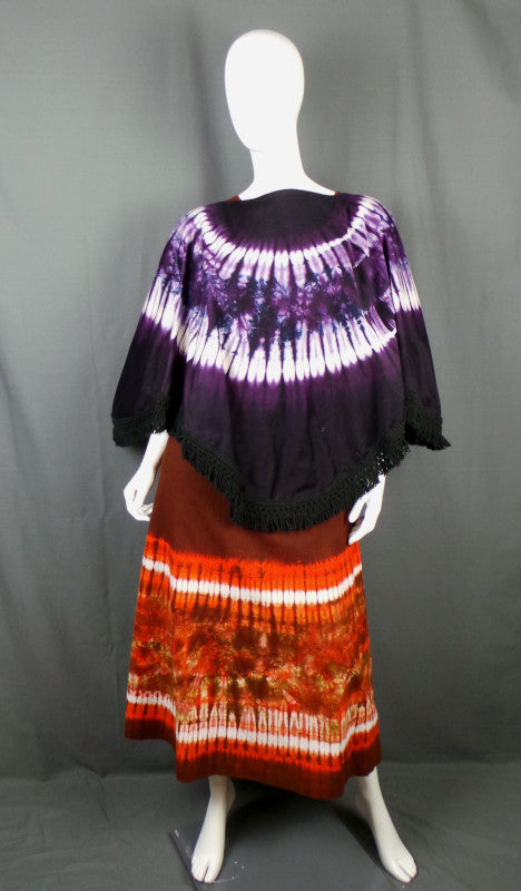 1960s Purple Orange Tie Dye Vintage Kaftans & Cape
