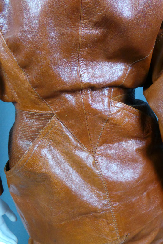 1980s Brown Leather Power Suit | Nevenka | XS