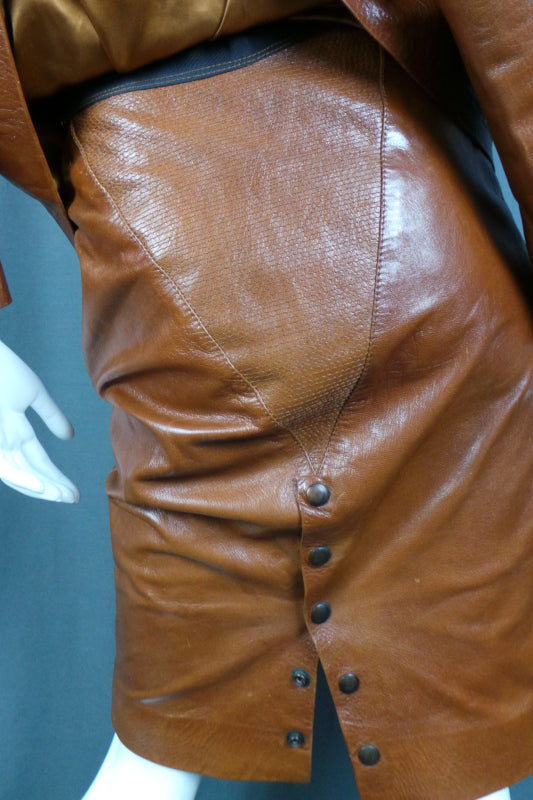 1980s Brown Leather Power Suit | Nevenka | XS