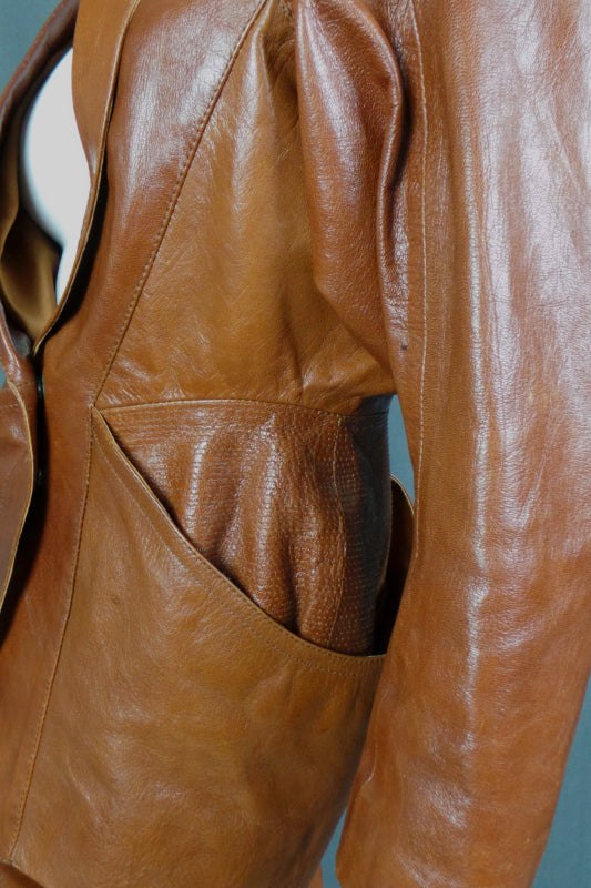 1980s Brown Leather Power Suit | Nevenka | XS