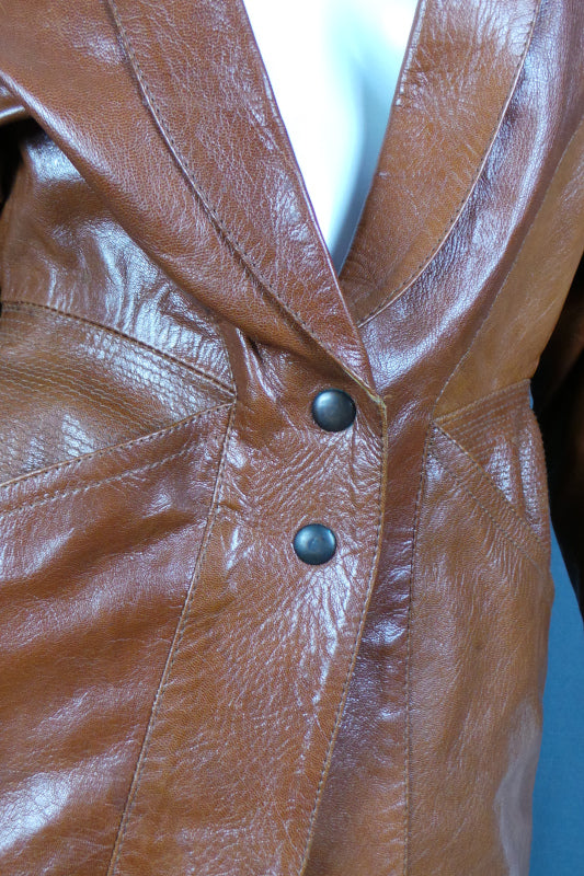 1980s Brown Leather Power Suit | Nevenka | XS