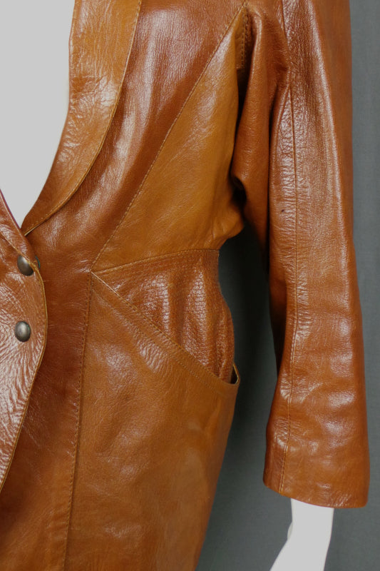 1980s Brown Leather Power Suit | Nevenka | XS