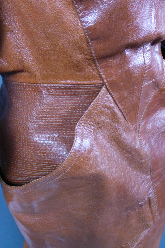 1980s Brown Leather Power Suit | Nevenka | XS