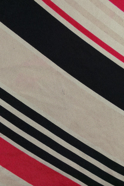 1980s Pink, Navy and White Stripe Silk Scarf