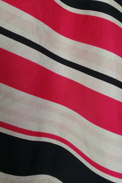 1980s Pink, Navy and White Stripe Silk Scarf
