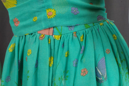 1970s Green Meadow Sleeveless Maxi Dress | Dandi for Berkertex | M