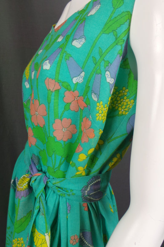 1970s Green Meadow Sleeveless Maxi Dress | Dandi for Berkertex | M