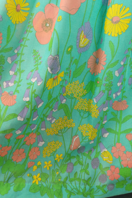 1970s Green Summer Meadow Sleeveless Maxi Dress, by Dandi for Berkertex, 40in Bust