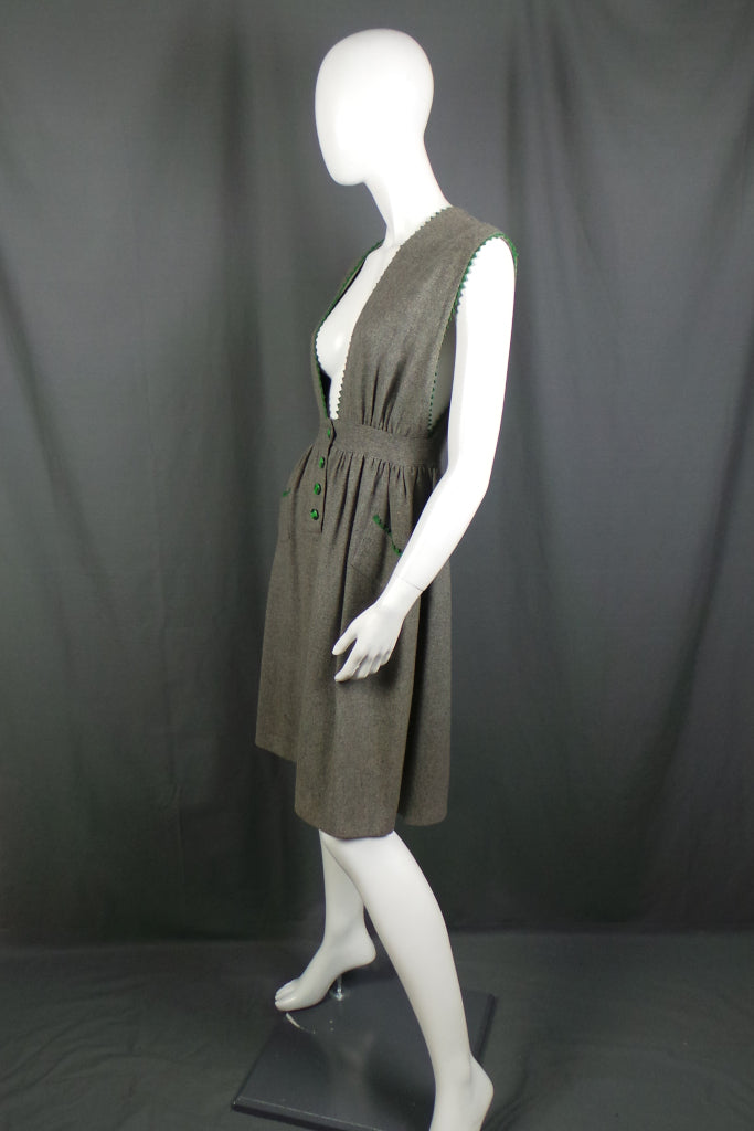 1940s Grey Wool Vintage Pinafore Dress | Edith Linn