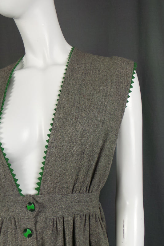 1940s Grey Wool Pinafore Dress | Edith Linn | S