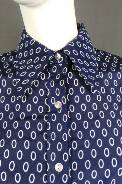 1970s Pierre Balmain Navy Dagger Collar Shirt | M