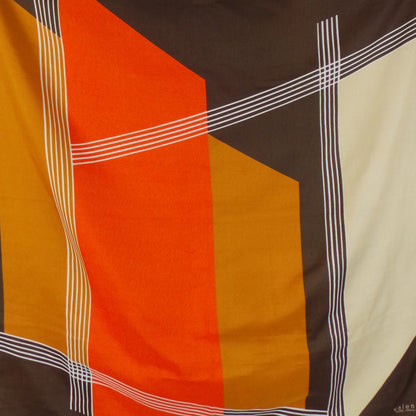 1970s Orange, Yellow and Brown Geometric Vintage Scarf | Valentini