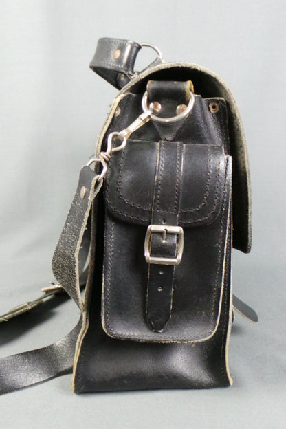 1970s Black Leather Satchel