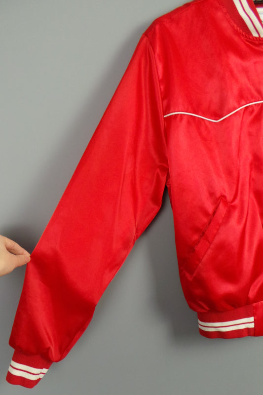 1980s Red Canadian Rodeo Bomber Jacket | 2XL