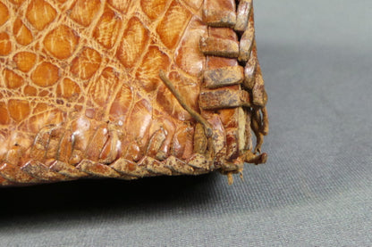 1950s Croc Skin Tan Leather Bag
