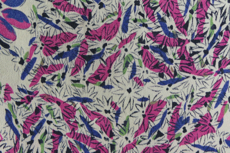 1940s Purple and Pink Floral Pocket Square